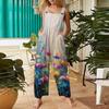 Women's Casual Jumpsuit, Sleeveless Printed Cotton Jumpsuit
