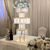 5 Tier Wedding Flower Stand Gold Wedding Centerpieces Vase Chandelier Pedestal Stand Flower Vase Stand for Party Table Decor