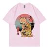 Summer New Hot Stamping Printing Short Sleeve Raglan Sleeve Japanese Anime Sushi Cat 2 Tshirt