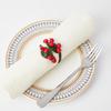 10pc Christmas Napkin Rings Red Pine Needle Wreath Napkins Plastic Buckle Hand Woven Napkin Loop Cloth Loop New Year Table Decor