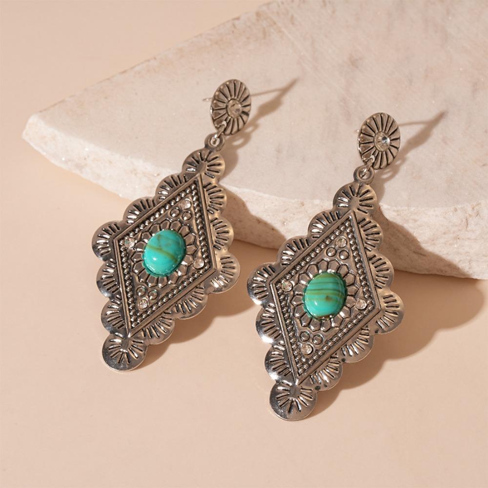 Türkis Böhmischer Türkis Ohrschmuck Böhmen Stil Perlen Ohrstecker Ohrringe Anhänger Sommerparty