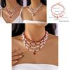 Cute Fruit Pendant Necklace Pack With Pearl Chain For Summer Party Wear