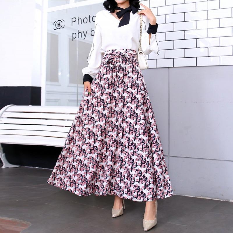 Spring new women's skirt digital printing pendulum dress