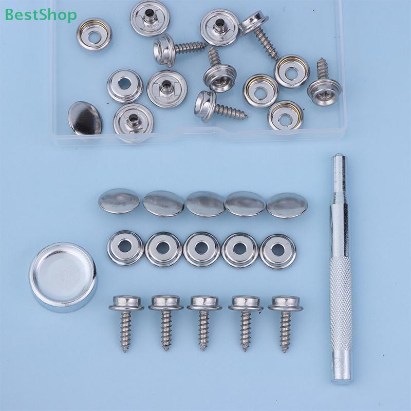 30/32Pcs Silver Snap Fastener Stainless Canvas Screw Kit Tent Boat Marine Car Canopy Accessories