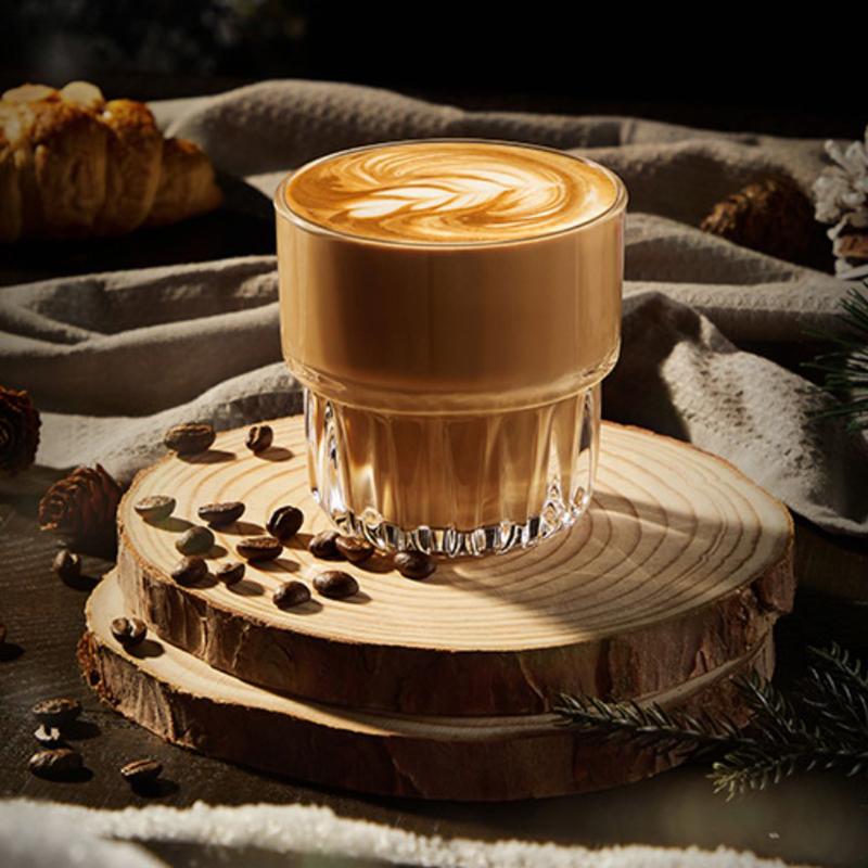 250ml Nachmittagstee Café Ausländische Wein Likörgläser Amerikanische Eiskaffee Tasse Transparentes Vertikales Muster Latte Becher Restaurant