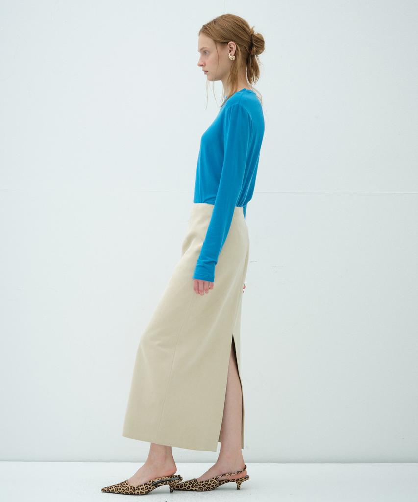 Obeodyupeulleeo Suede Long Skirt_Light Beige