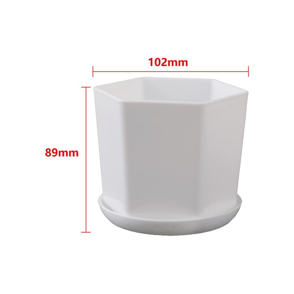 1/5Pcs White Modern Flower Pots With Trays Garden Balcony Desk Thicken Boxes Home Office Minimalist Bonsai Polygonal Containers