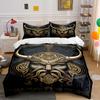 Viking Warrior Design Black Gold Bedding Set Bedding Set (1 Duvet Cover, 2 Pillowcases, Duvet Not Included)