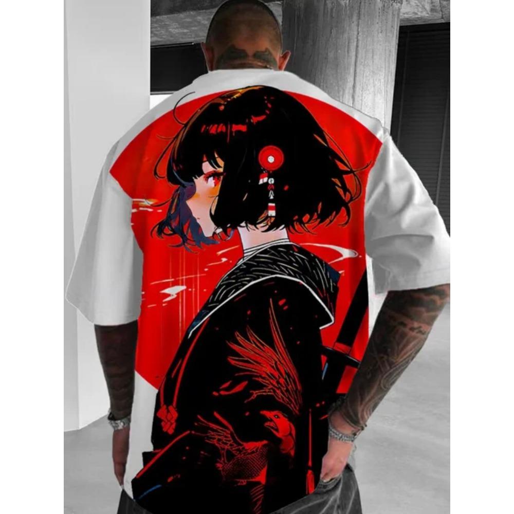Men's printed T-shirt round neck summer fashion animated pattern T-shirt
