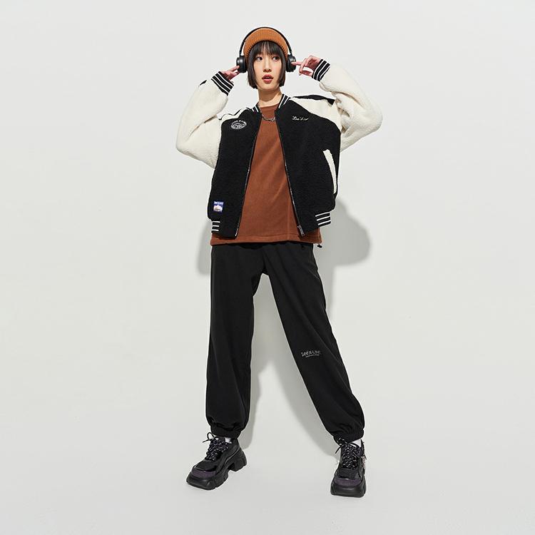 Lee X I Am Not A Fat Tiger Series FW23 Comfortable Faux Lamb Wool Zipper Cotton Jacket Unisex jackets Black LUT007210204202K11000