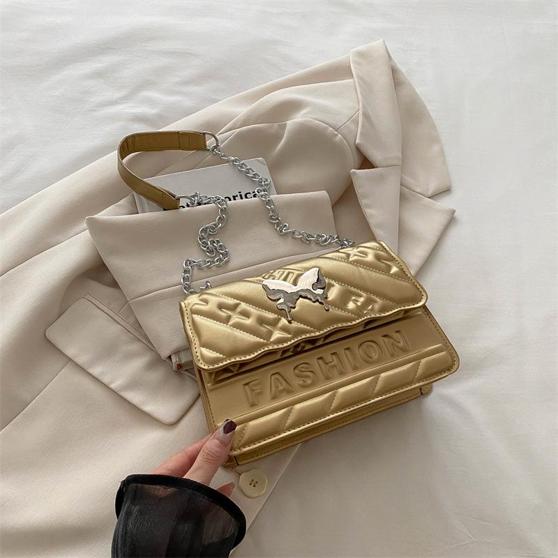 

Сумка-бабочка маленькая женская 2025 осень новая в иностранном стиле универсальная цепочка сумка-мессенджер на плечо маленькая квадратная сумка золотой