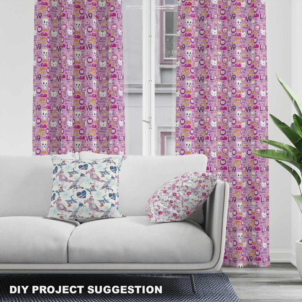 Royal Velvet Fabric Polyester For Sewing - Motif Happy Cats