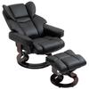 360 Degrees Swivel Recliner Chair with Footstool, PU Leather Manual Recliner Armchair with Footstool, Solid Wood Base