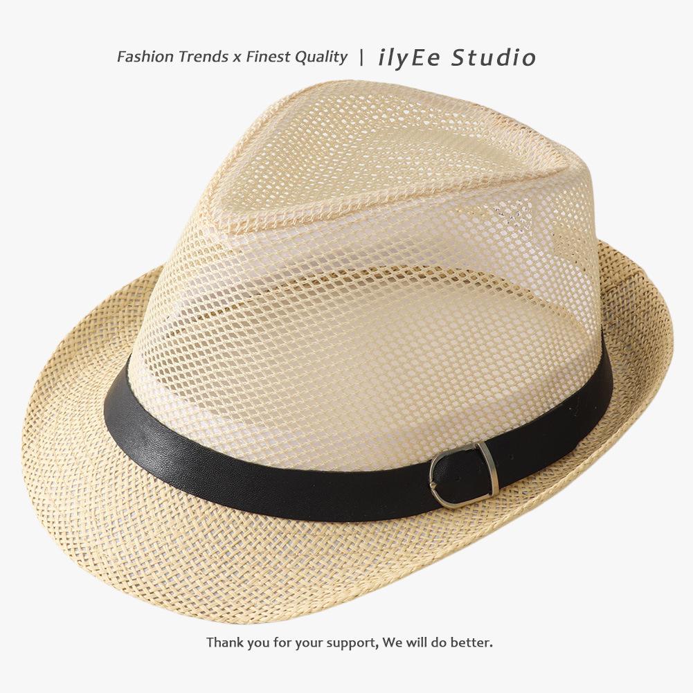 Men's Panama Straw Hat Summer New British Jazz Hat Women's Sunshade Sun Protection Beach Flat Top Hat