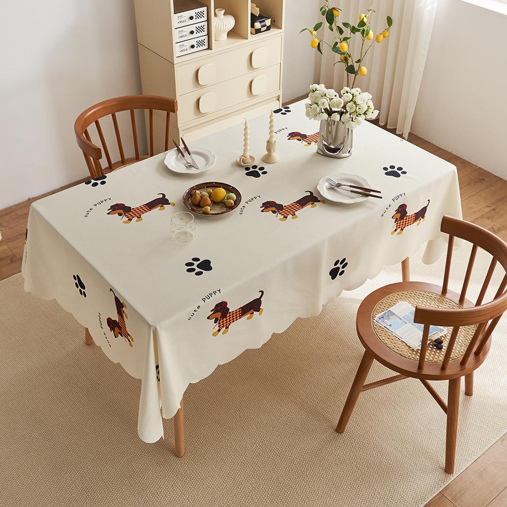 Special-Shaped Waterproof Cartoon Dopamine Table Cloth Living Room Coffee Table Desk Peach Skin Velvet Light Luxury Anti-Scald Tablecloth Decoration