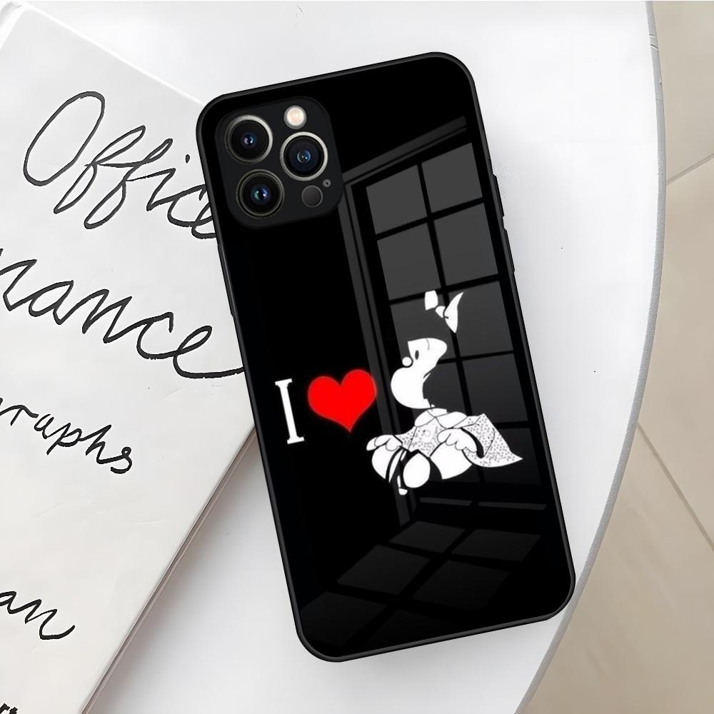 Mafalda Phone Case for Iphone 16 15 14 12 11 13 Pro Max Mini X Xr Xs Se 8 Puls glass Cover