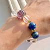 Natural White Crystal Lapis Lazuli Purple Ghost Design Bracelet Bracelet.
