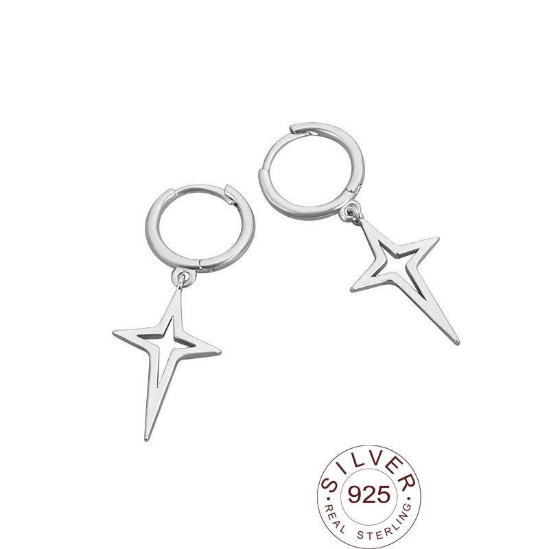 2019 100% 925 Solid Sterling Silver Women Fashion Heart Cross Star Charm Stud Earrings Friendship Gift Teen Girls Friends