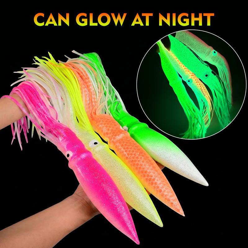 Calamar Blando Luminoso Grande de 17,5 cm-41 cm para Pesca en el Mar Falda de Calamar Pulpo Pesca de Arrastre Señuelos para Atún Aparejos de Pesca en Agua Salada