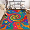 Colorful Spiral Pattern Carpet with Stars, Hearts, and Vibrant Design Suitable for Use As an Anti-slip for Living Room Bedroom Sofas