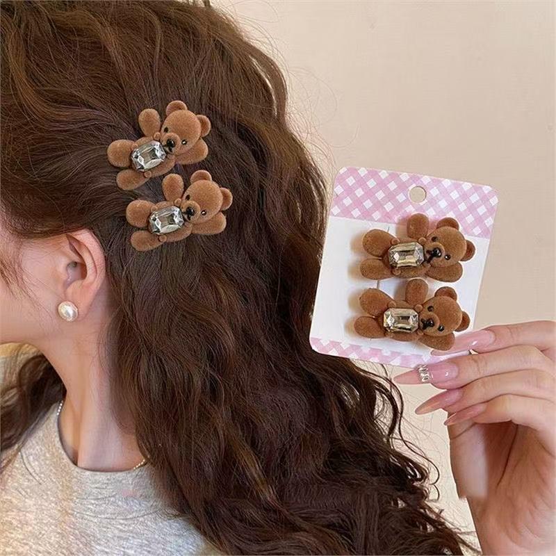 2025 High-End Rhinestone Bear Hair Clip for Women and Babies