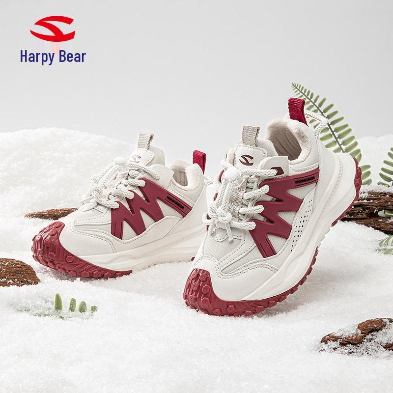 Habi Bear Boys' and Girls' Double Cotton Sneakers with Velvet Lining and Durian Sole for Winter