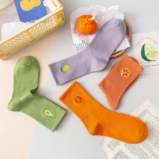 

Yousheng 1 пара женских носков с фруктовой вышивкой, противоскользящие однотонные дышащие, мягкие, сохраняющие тепло, эластичные, в консервативном стиле, носки средней длины, аксессуары для ног