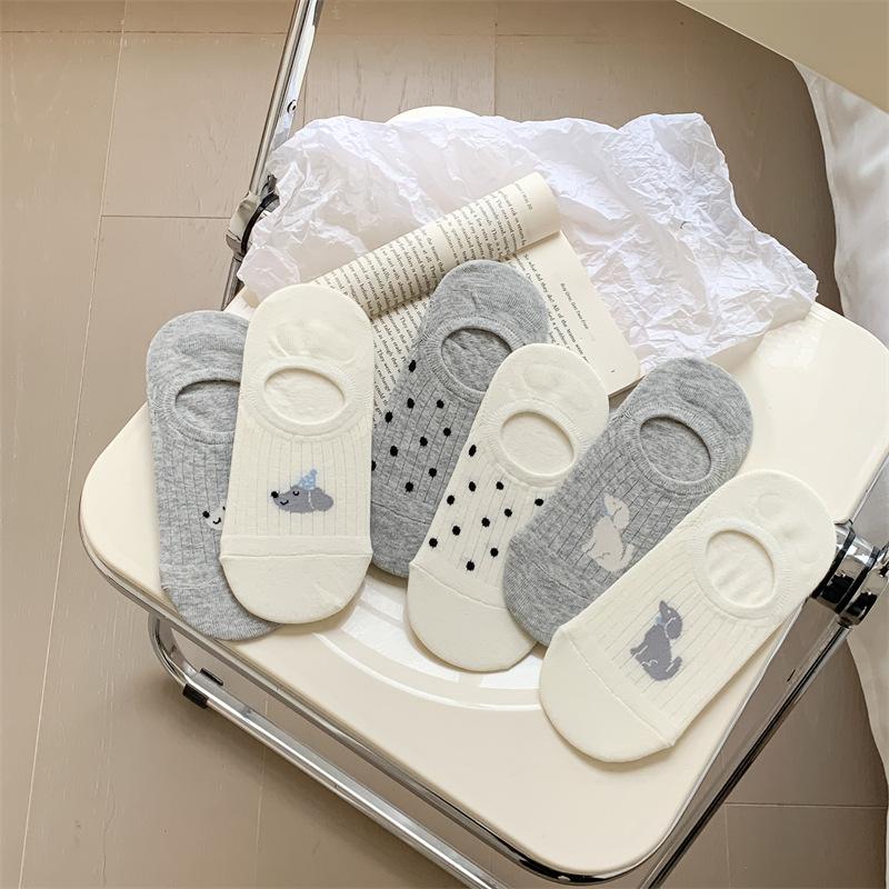 Cartoon Dog Cute Sock Slippers Fashion Summer Invisible No Show Socks Women Silicone Non-slip Japanese Kawaii Low Cut Boat Socks