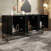 Modernes Schwarzes Sideboard mit 3 Doppeltüren, Großem Stauraum und Matter Oberfläche – Stilvolles Sideboard für Wohnzimmer, Esszimmer & Büro