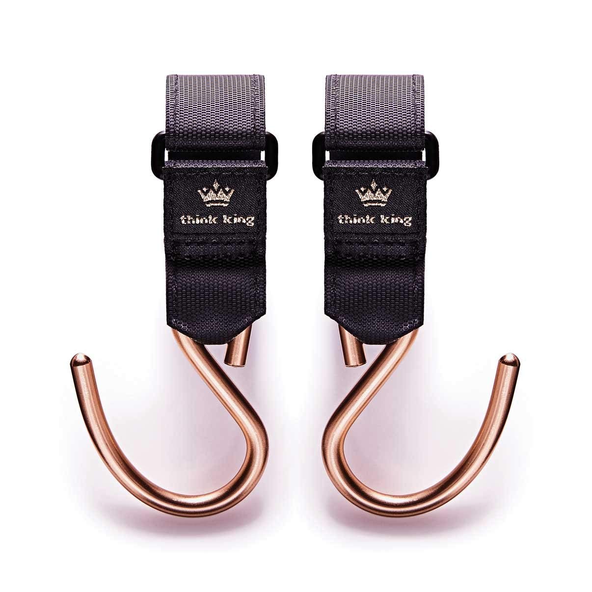 

Think King Mighty Buggy Hooks, Aluminum, Set of 2, Gold, for Strollers