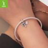 S925 Sterlingsilber Liebe Vierblättriges Kleeblatt Anhänger, Kleine Frische Blatt DIY Glück Perlen Zubehör