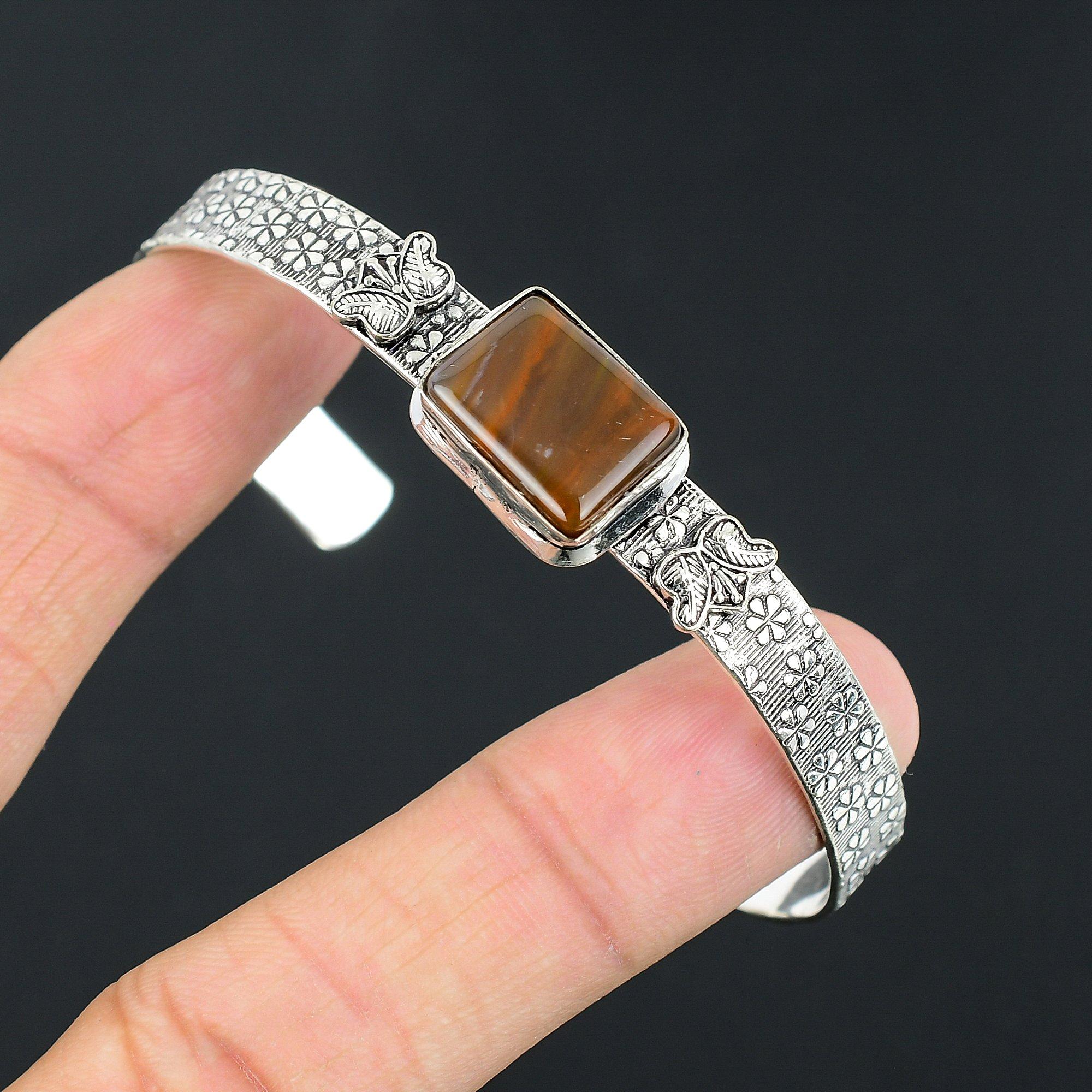 

Daughters Day Sale 925 Silver Radiant Natural Polychrome Jasper Bangle Bracelet Adjustable