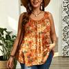 Summer retro plus size flower sleeveless vest fashionable comfortable soft breathable casual versatile women's vest