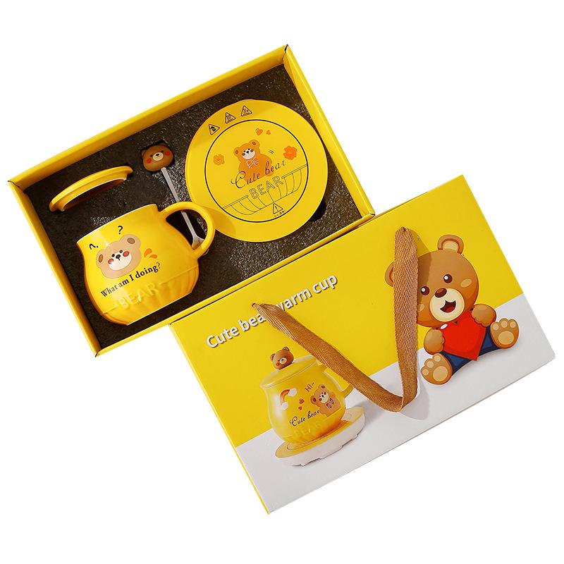 Bär Keramiktasse Warm Thermostatische Tasse Beheizter Untersetzer Isolierte Wassertasse Neues Geschenk Wassertasse Zuhause
