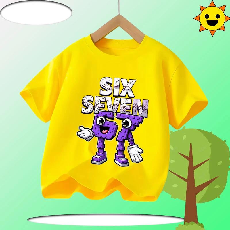 Summer Six Seven 67 Cartoon Cute Print Children‘s Short Sleeve Tops Polyester Casual Kids T-shirt Fashion Boys Girls Clothes Tees