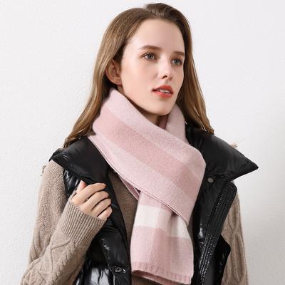 New Autumn and Winter Scarf Women's Color Matching Double-sided Wool Scarf Street Fashion Light Luxury Women's Shawl Can Be