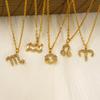 Light Luxury Micro-Inlaid Zircon Twelve Constellations Titanium Steel Necklace Women'S Gold Collarbone Chain Spot