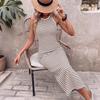 Sundresses for Women Summer Striped Knit Backless Soft Casual Sleeveless Crewneck Fashion Bodycon Maxi Dress Beach Vacation