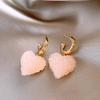 Forest-Style Pink Diamond Heart Stud Earrings: Minimalist, Gentle, Versatile Design for Spring and Summer.