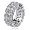 18K Gold Doppelreihiger Zirkon Hip-Hop Ring - Trendiger europäischer und amerikanischer Stil, Voll Diamant Herrenschmuck