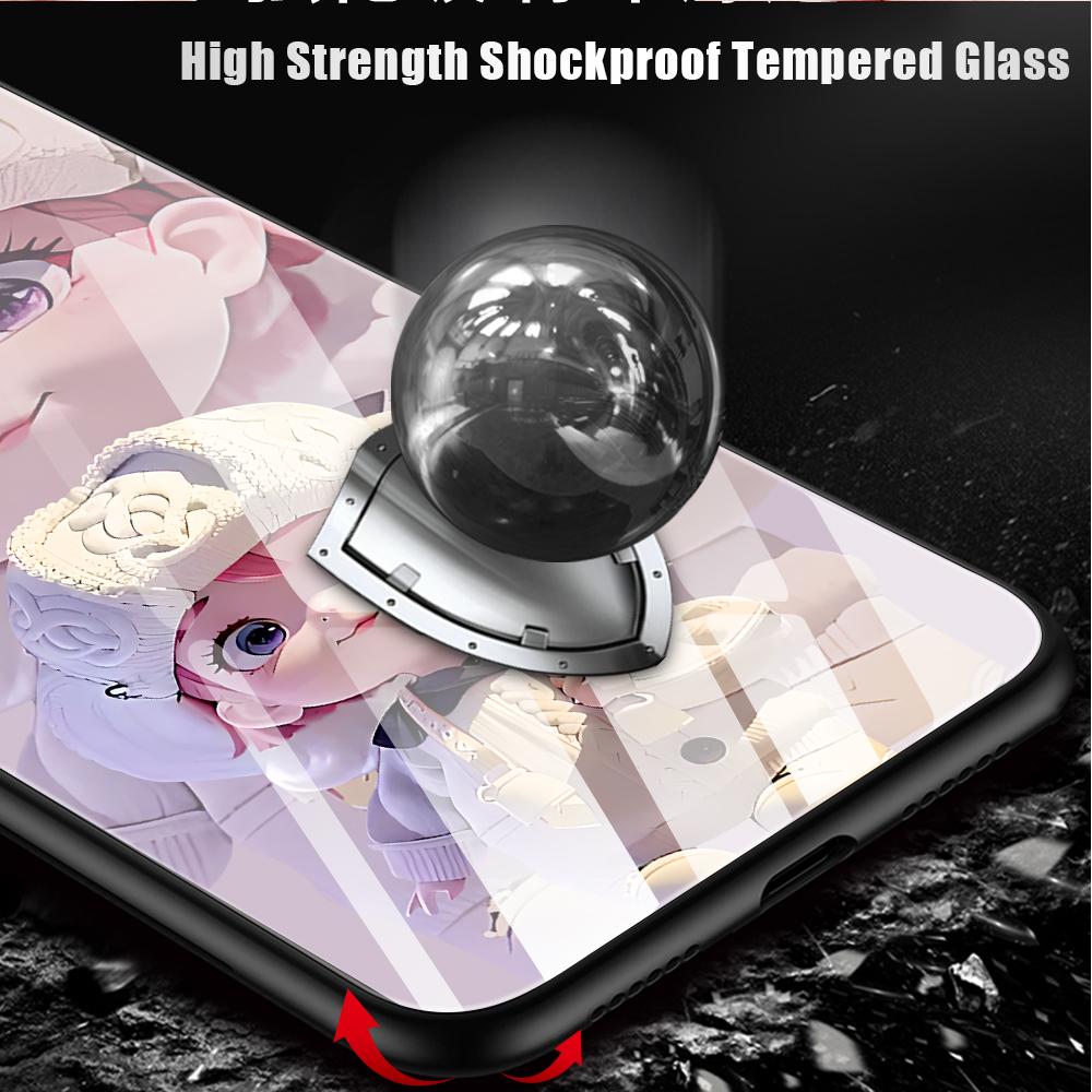 For OPPO A16 A16s A18 A38 A58 A78 A96 A98 Reno8T 10 Pro 12F Realme C30 C33 C63 C65 C67 Cute Cartoon Girl Shockproof Glossy Tempered Glass Phone Case