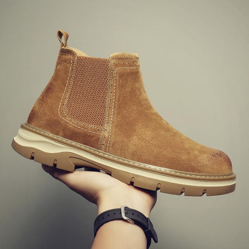 

2025 autumn and winter new Martin boots men s shoes heightened platform retro locomotive shoes sleeve trendy versatile big yellow boots 38