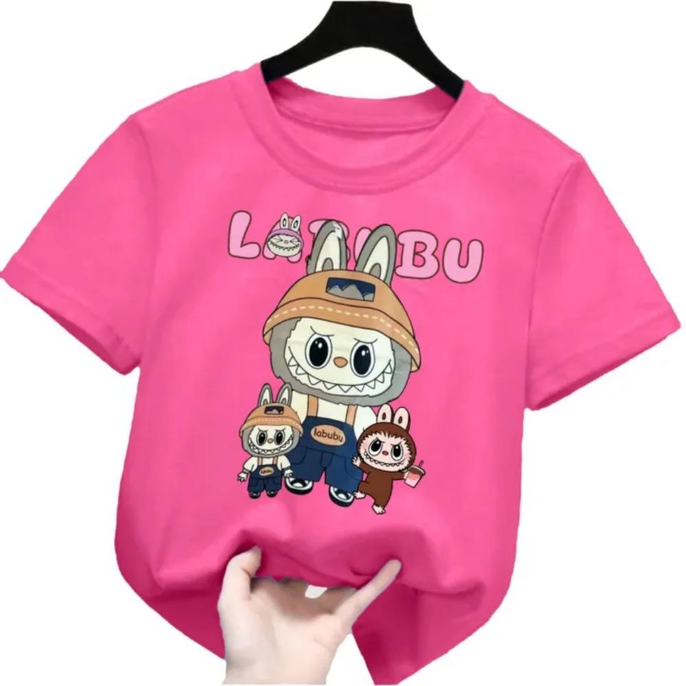 New Labubu Children's T-shirt Miner LABUBU Ugly and Cute Pattern Girl Round Neck Short Sleeve Casual Versatile Clothing