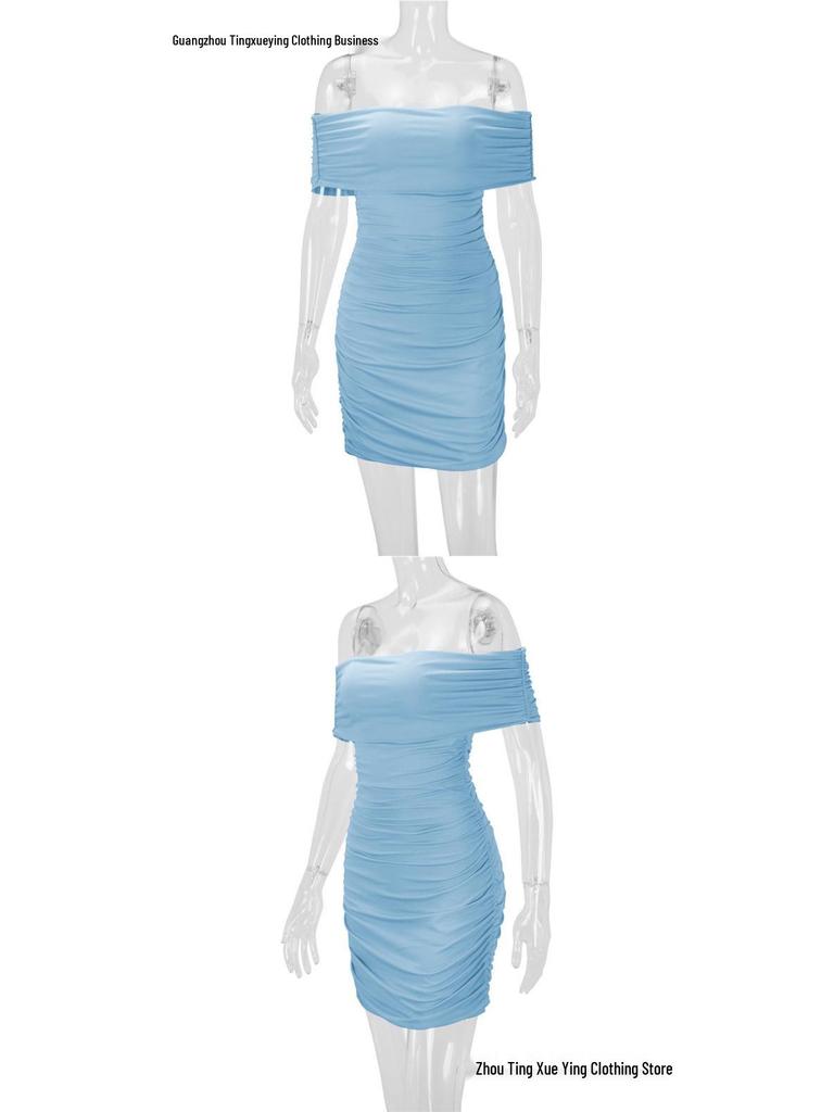 European & American Sexy One-Shoulder Bodycon Sheath Dress for Women