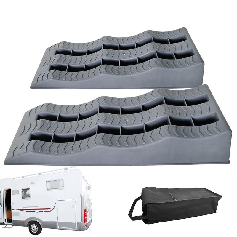 2Pcs RV Leveling Ramps Anti-Skid Car Tire Wheel Chocks Camper Leveling Blocks Lightweight Curb Ramps Heavy Duty Threshold Ramp