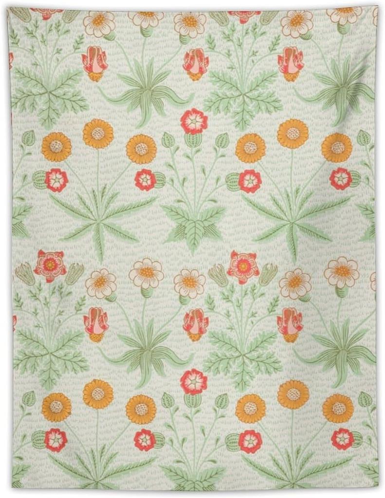 Arazzo da Parete con Piante Vintage, Classico Medievale Vintage Motivo Floreale Moderno Arredamento Murale, Floreale Retrò Arredamento per la Casa Per