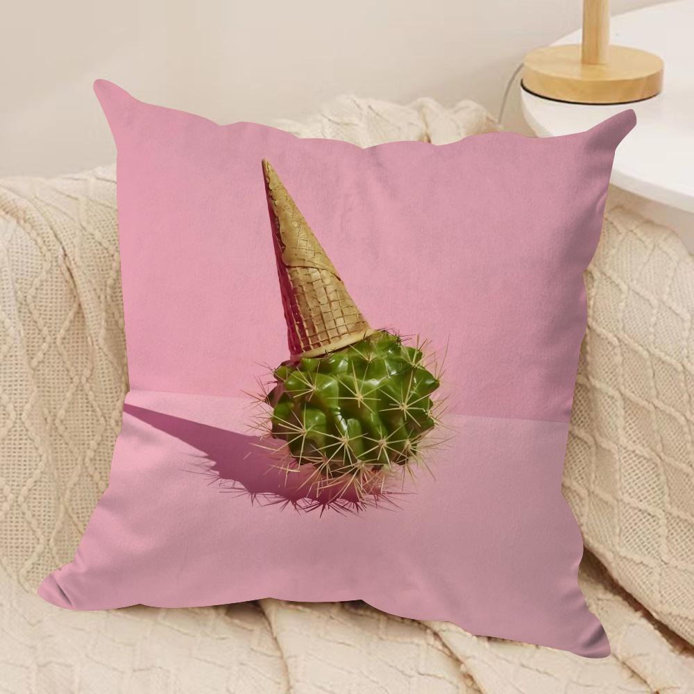 Creative Fruit Cushion Cover Silky Short Plush Sofa Pillow Cover Hidden Zipper Soft Dustproof Case for Home Decor
