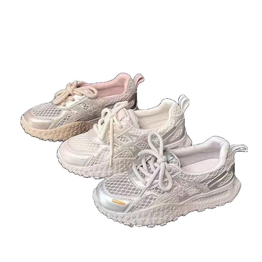 Spring and Summer Comfortable Versatile Rhinestone Breathable Mesh German Training Summer New Thick-soled Sports and Leisure Forrest Gump Shoes