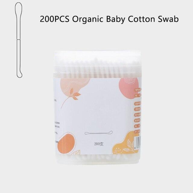 200PCS Organic Baby Cotton Swabs Paper Sticks Cotton Buds for Baby Ear Nose Clean Ultra Safe Hypo-allergenic Biodegradable