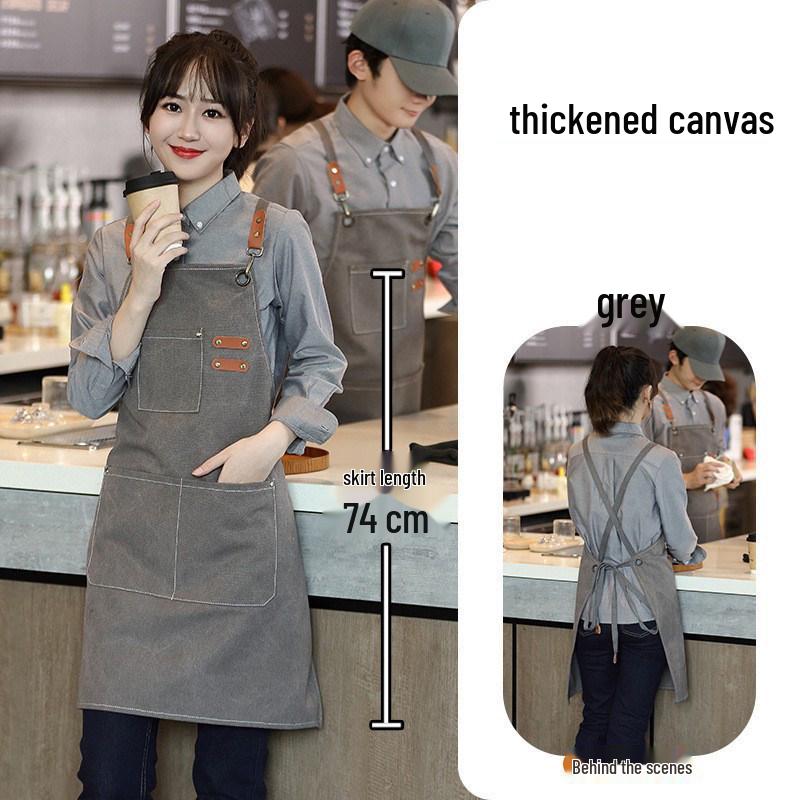 Thickened Canvas Apron for Kitchen, Gardening, Painting, Coffee Shop, Catering, and Cooking